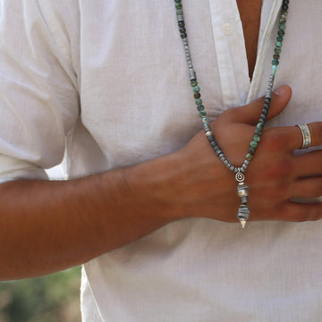Bead Necklace for Men, Men's Jewelry, Boho Long Necklace, Gift For Him, Beaded Necklace, Bohemian Jewelry, Gemstone Necklaces for Men
